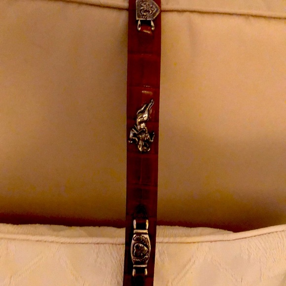 Vintage Brighton brown leather belt w/silver - Picture 2 of 4